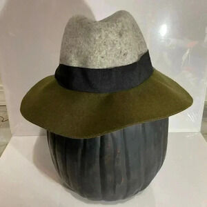Target 100% Wool Fedora Colorblock Hat Green & Gray